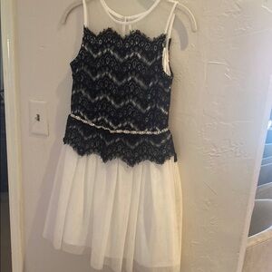 Elegant Black and White Lace Kids Dress